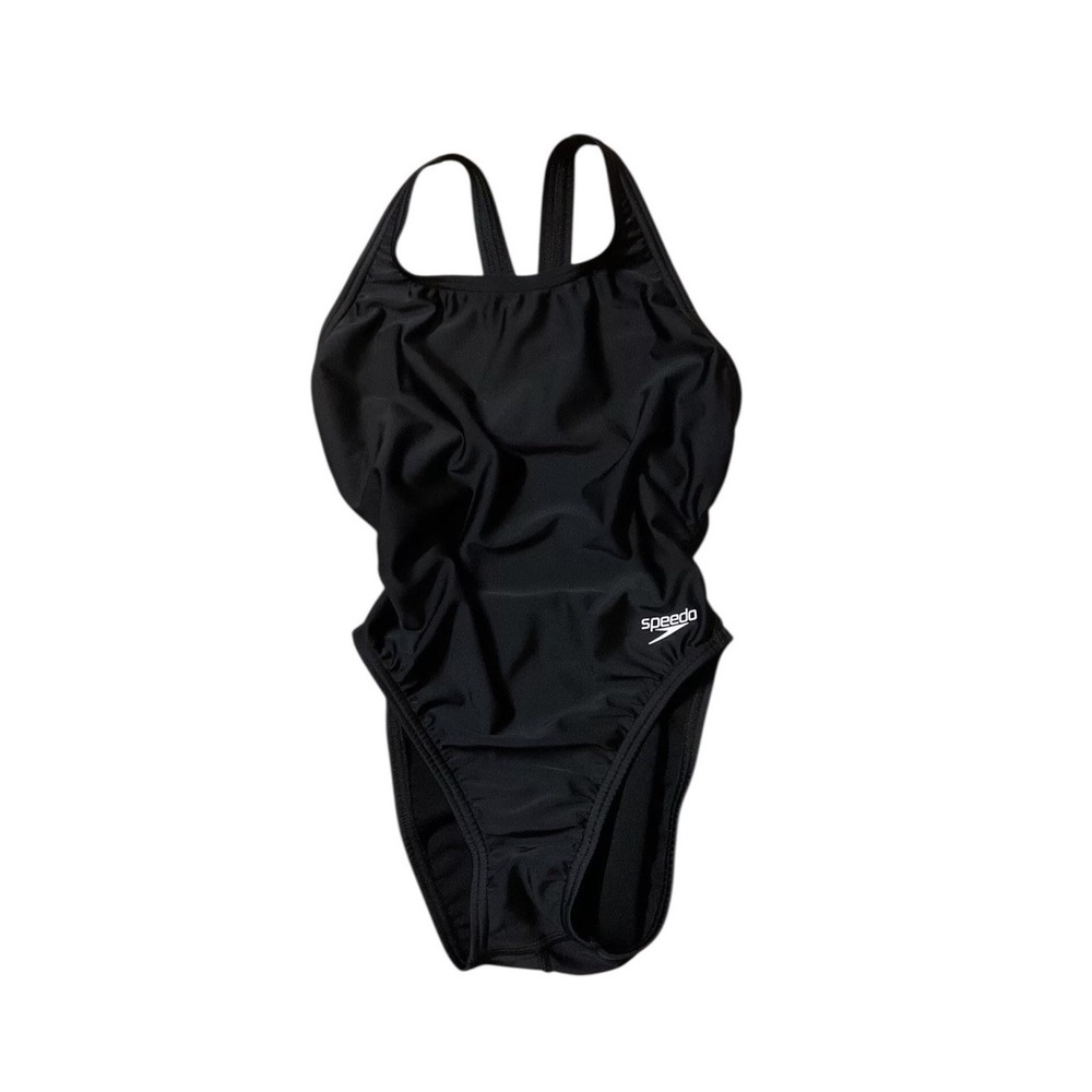 Speedo Pro LT Women's One Piece Swimsuit Racerback Open Back Black Sz 28